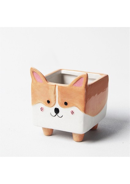 Sevimli Hayvan Corgi-Seramik Etli Ekici, Kaktüs Saksı Saksı Bitki Saksısı (Yurt Dışından)
