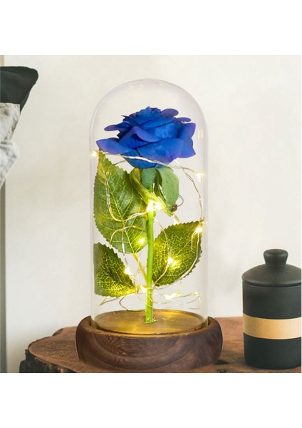 Yapay Ebedi Gül LED Işık Yapay Çiçekler Şişedeki Güzellik Gül Düğün Sevgililer Günü Hediyeleri (Mavi) (Yurt Dışından) fırsatları