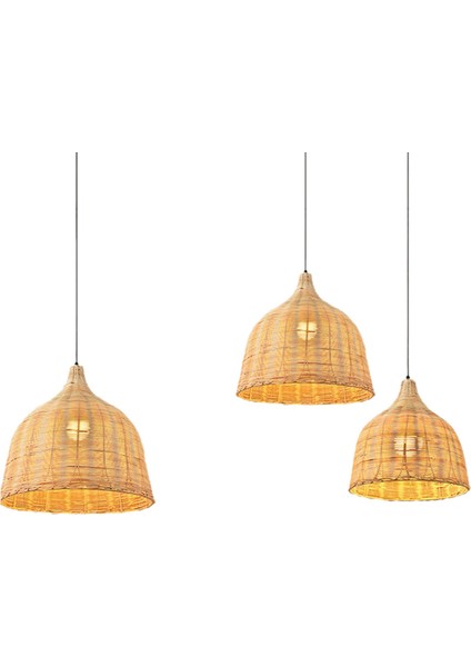 3x Rattan Lamba Kolye Işık Vintage Asılı Abajur Şapkası E27 Oturma Odası Yemek Odası Dekor Cafe Restaurant Hanglamp (Xxs) (Yurt Dışından) fiyatları