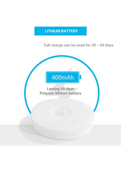 3x Pır Hareket Sensörü LED Gece Lambası USB Şarj Edilebilir Kısılabilir Gece Lambası Kabine Işık Kablosuz Dolap Işığı -Beyaz (Yurt Dışından)