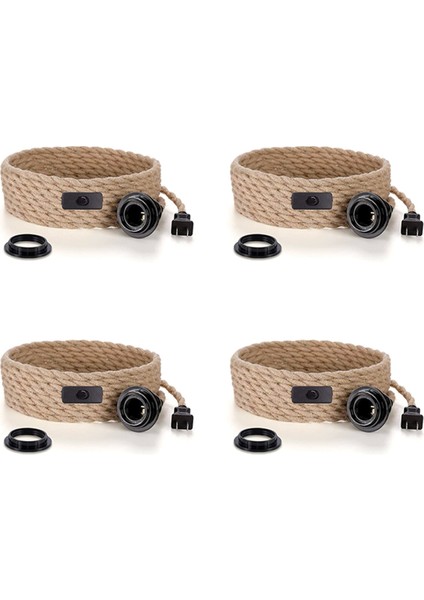 4x Sarkıt Işık Kablosu, Anahtar Fişli Asma Işık Kiti, 15FT Jüt Halat Asma Lamba, Endüstriyel Sarkıt Işık-Abd Tak (Yurt Dışından) fiyatları