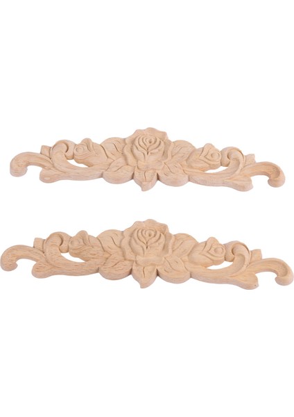 8 Adet 20X5 cm Kauçuk Ahşap Oyma Uzun Onlay Aplike Boyasız Gül Çiçek Kapı Ev Dekor Avrupa Tarzı (Yurt Dışından)