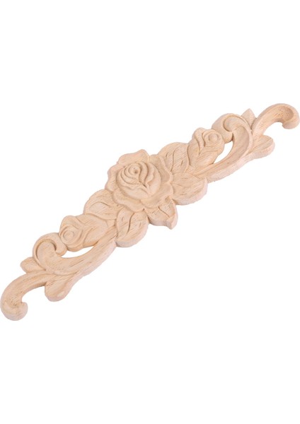 8 Adet 20X5 cm Kauçuk Ahşap Oyma Uzun Onlay Aplike Boyasız Gül Çiçek Kapı Ev Dekor Avrupa Tarzı (Yurt Dışından)