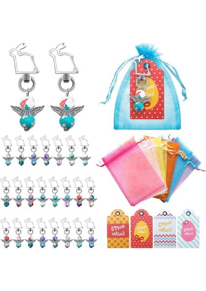 24 Adet Yaratıcı Paskalya Süslemeleri Tavşan Şekli Koruyucu Melek Anahtarlık Bebek Vaftiz Vaftiz Konuk Hediye Parti Dıy El Yapımı (Yurt Dışından)