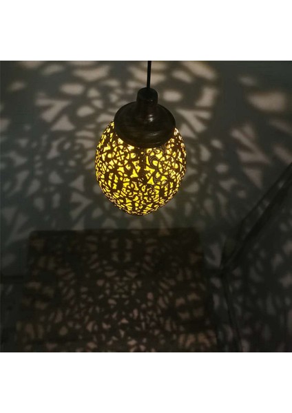 3x Güneş Enerjili LED Fas Asılı Fener Retro Fas Desen Projeksiyon Lambası Bahçe Dekor Peri Işık Kiti (Yurt Dışından)