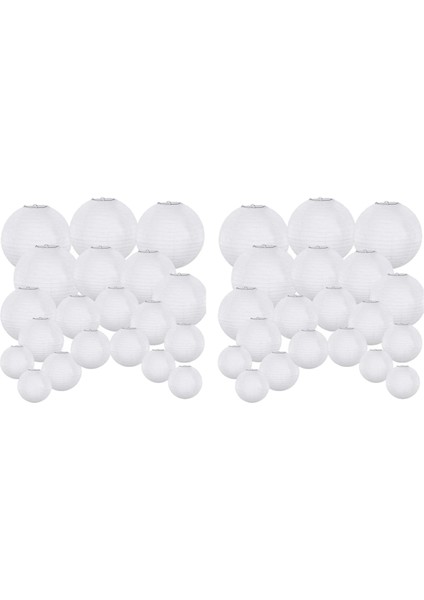 40 Paket Çin Yuvarlak Beyaz Kağıt Fener, Kağıt Fenerler Asılı Fenerler Düğün Süslemeleri (Yurt Dışından)