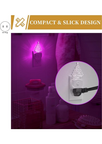 2 Adet Noel Ağacı Gece Lambası, Renk Değiştiren Çocuklar Gece Lambası, Alacakaranlık-Şafak Sensörü, Gökkuşağı LED Gece Lambası, Abd Tak (Yurt Dışından) fırsatları