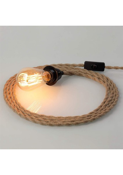 4x Sarkıt Işık Kablosu, Anahtar Fişli Asma Işık Kiti, 15FT Jüt Halat Asma Lamba, Endüstriyel Sarkıt Işık-Abd Tak (Yurt Dışından) indirimleri