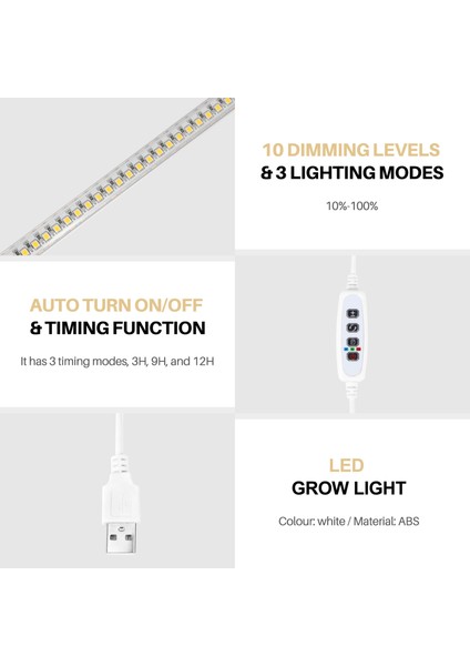 LED Bitki Büyütme Işık Şeritleri, Otomatik Açma / Kapama 3/9/12H Zamanlayıcılı Iç Mekan Bitkileri Için Tam Spektrumlu Büyütme Işıkları, 192 LED (Yurt Dışından) indirimleri
