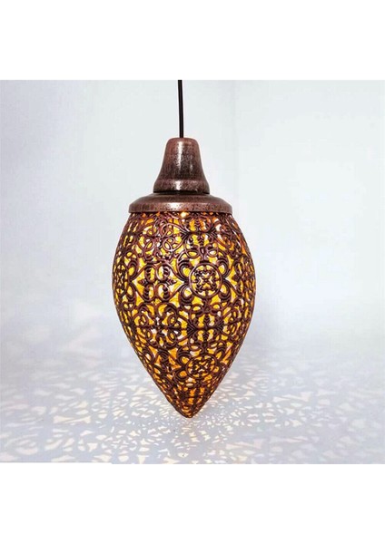 4x Güneş Enerjili LED Fas Asılı Fener Retro Fas Desen Projeksiyon Lambası Açık Bahçe Peri Işık Kiti (Yurt Dışından)