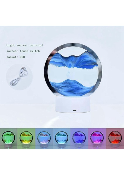 3D Akan Kum Boyama USB Masa Lambası, Mobil Kum Saati Derin Deniz Kum Manzarası Kum Boyama Gece Lambası, Altın (Yurt Dışından)
