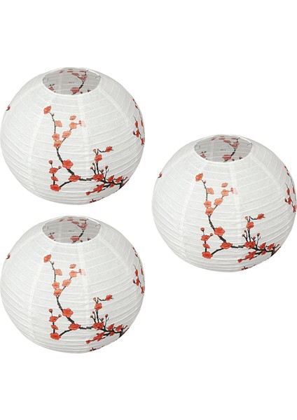 3x 30 cm Abajur Kağıt Fener Oryantal Tarzı Işık Dekorasyonu Erik Çiçeği (Yurt Dışından)