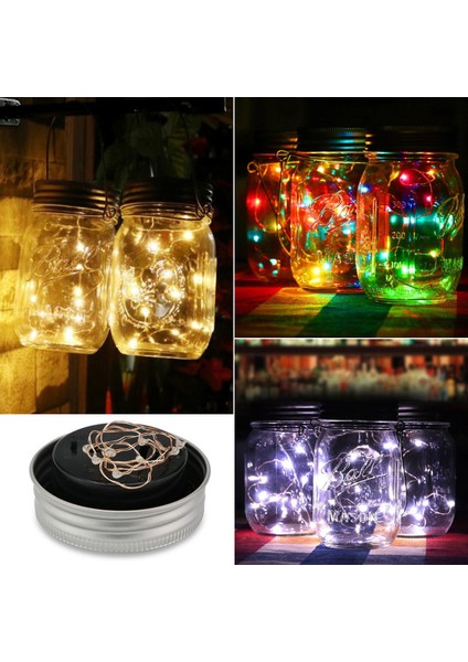 1m 10LED Peri Işık Güneş Kavanoz Kapağı Işıkları Renk Değiştiren Bahçe Dekor Hiçbir Şişe Çok Renkli (Yurt Dışından) fırsatları