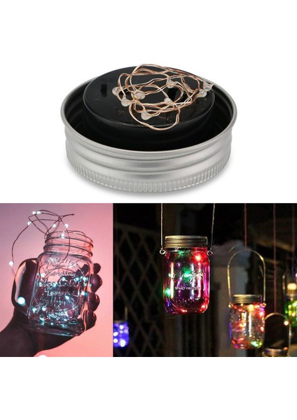 1m 10LED Peri Işık Güneş Kavanoz Kapağı Işıkları Renk Değiştiren Bahçe Dekor Hiçbir Şişe Çok Renkli (Yurt Dışından) indirimleri