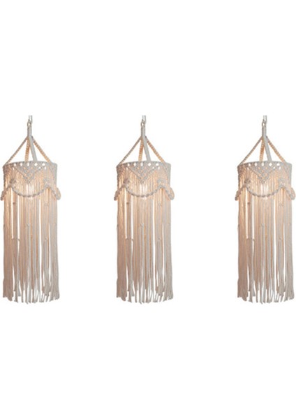 3x Avize Boho Dekor El Dokuma Charm Makrome Duvar Asılı Yaratıcı Ev Ranza Ev Dekorasyon Lamba Gölge Mandala (Yurt Dışından)