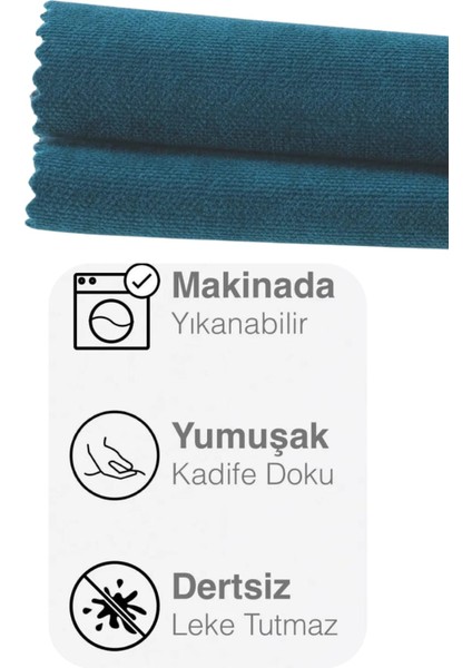 Kadife Dokulu Petrol Renk Masa Örtüsü 18-Petrol