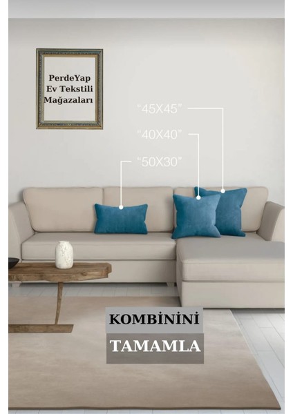 Kadife Dokulu Petrol Renk Masa Örtüsü 18-Petrol