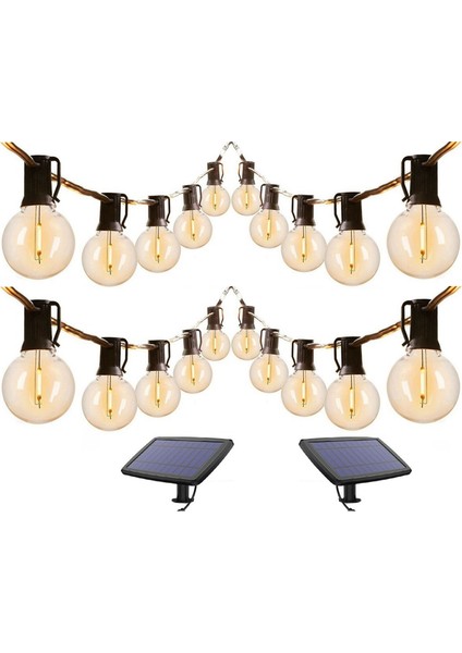 2x G40 Güneş Enerjili LED Işıklar 18FT Açık Veranda Küre Dize Işıklar Bistro Bahçe Dekorasyonu 1.5W 10 Ampuller (Yurt Dışından)