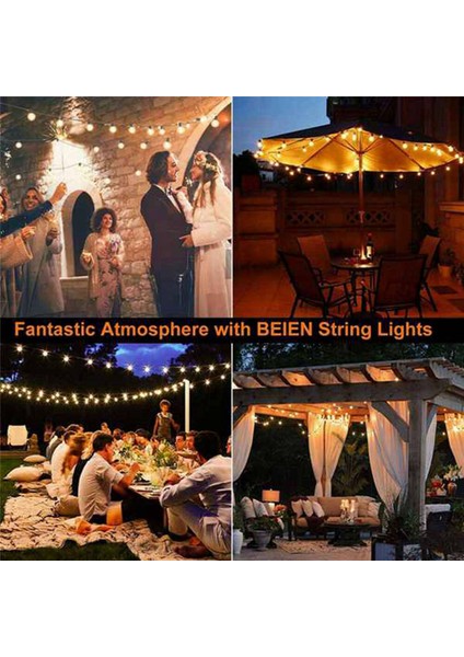 2x G40 Güneş Enerjili LED Işıklar 18FT Açık Veranda Küre Dize Işıklar Bistro Bahçe Dekorasyonu 1.5W 10 Ampuller (Yurt Dışından) fiyatları