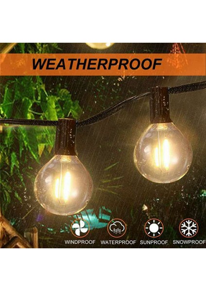 2x G40 Güneş Enerjili LED Işıklar 18FT Açık Veranda Küre Dize Işıklar Bistro Bahçe Dekorasyonu 1.5W 10 Ampuller (Yurt Dışından) modelleri