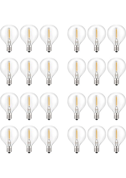 24 Adet G40 LED Yedek Ampuller, E12 Vida Tabanı Kırılmaz LED Güneş Işıkları Için Küre Ampuller Sıcak Beyaz (Yurt Dışından)