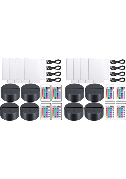 3D Gece LED Işık Lamba Tabanı 8 Şeffaf Akrilik Levha ile 8 Uzaktan Kumanda Çocuk Odası Bar Için Ayarlanabilir 16 Renk (Yurt Dışından)