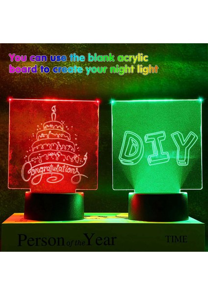 3D Gece LED Işık Lamba Tabanı 8 Şeffaf Akrilik Levha ile 8 Uzaktan Kumanda Çocuk Odası Bar Için Ayarlanabilir 16 Renk (Yurt Dışından) indirimleri