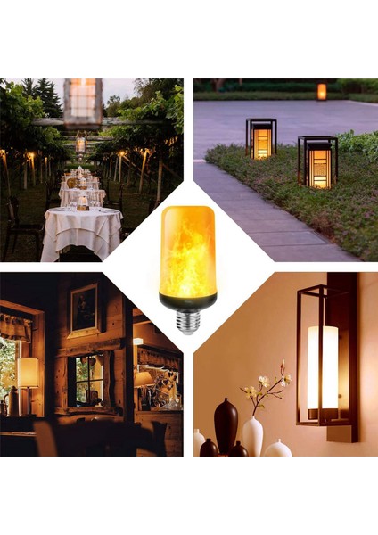 2x LED Alev Efektli Ampul E27, Dekoratif Titreyen Gerçekçi Yangın Işık Ampul, Festival Dekorasyon Lambası, Siyah-B (Yurt Dışından)