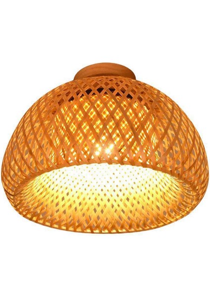 2x Bambu Hasır Rattan Aydınlatma Armatürü Gömme Montaj Asılı Tavan Lambası Oturma Odası Yatak Odası Yemek Odası Için, 30X18 cm (Yurt Dışından)