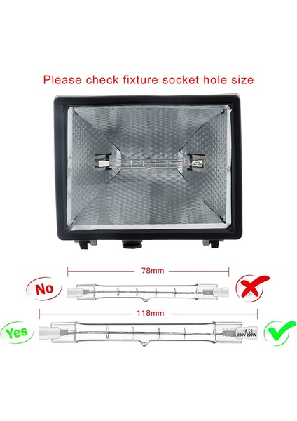 R7S Halojen Ampul 118 mm 200 W 230 V 10'lu Paket Halojen Çubuk R7S Halojen Ampul R7S Kısılabilir Halojen Çubuk Lamba Işıkları (Yurt Dışından)