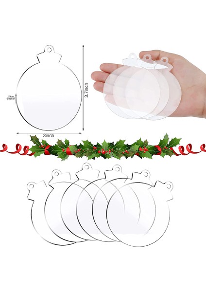50 Adet Yuvarlak Akrilik Noel Süs Boş Şeffaf Akrilik Süs Dıy Zanaat Için Delikli, Tatil (Yurt Dışından) fiyatları