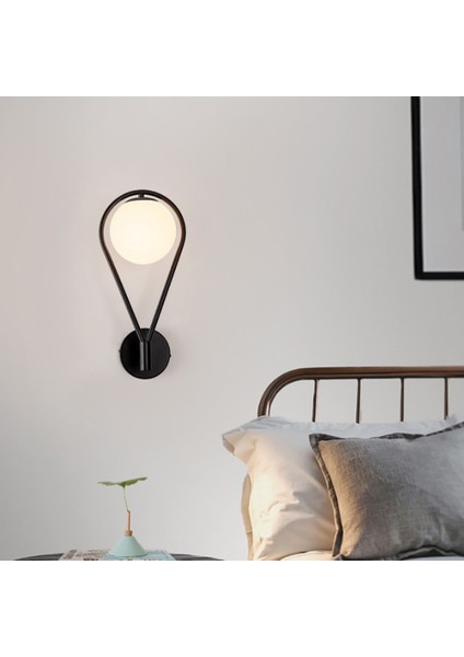 Moda Modern Aydınlatma Banyo Kapalı Yuvarlak Aydınlatma Armatürü Oturma Odası Metal Duvar Lambası Başucu Cam Duvar Lambası Siyah (Yurt Dışından) fiyatları
