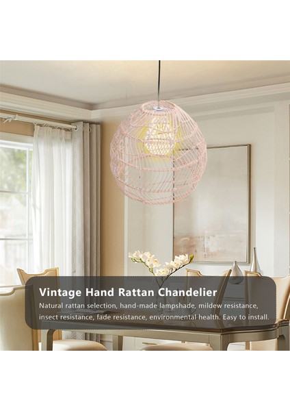 Rattan Lamba Kolye Işık Vintage Asılı Abajur Şapkası E27 Oturma Odası Yemek Odası Ev Dekor Cafe Restaurant Hanglamp (Yurt Dışından)