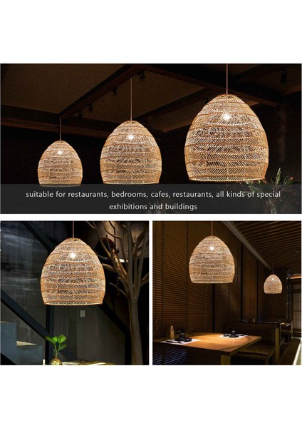Rattan Lamba Kolye Işık Vintage Asılı Abajur Şapkası E27 Oturma Odası Yemek Odası Ev Dekor Cafe Restaurant Hanglamp (Yurt Dışından)