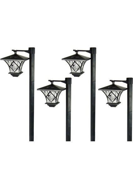 4 Adet 1.5m LED Güneş Enerjili Geleneksel Bahçe Lamba Direği Elektrik Direği Fener Işığı Dekor (Yurt Dışından)