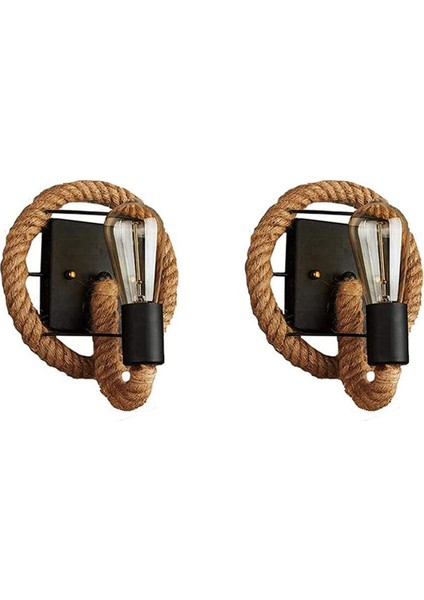 2x Vintage Duvar Lambası Amerikan Halat Endüstriyel Lamba Kişilik Bar Demir Loft Koridorlar Duvar Işıkları (Işık Kaynağı Yok) (Yurt Dışından)