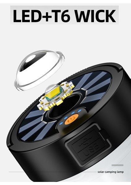 Kamp Feneri Şarj Edilebilir Kamp Işıkları, Güneş Enerjili, Çadır Için Magent Taban Feneri, Acil Durum Güç Bankası Siyah (Yurt Dışından) indirimleri