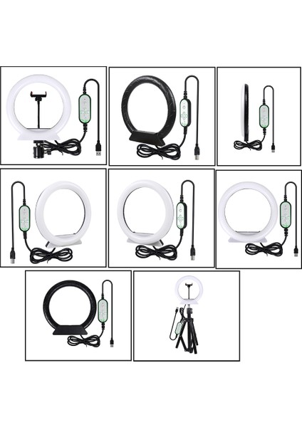 10 cm Selfie Halkası LED Işık 9 cm Standı Tripod Halka Lambalar Rgb 26 Renk Dolgu Işığı Video Işığı Makyaj Canlı (Yurt Dışından)