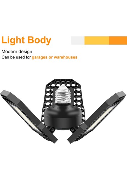 LED Garaj Lambası 40W Deforme Edilebilir Işık Yüksek Ayarlanabilir Açı Atölye Endüstriyel Lamba Için LED Işık (Sıcak Beyaz) (Yurt Dışından)