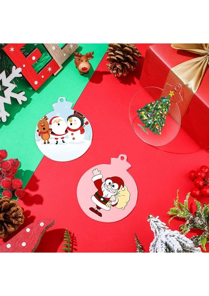 50 Adet Yuvarlak Akrilik Noel Süs Boş Şeffaf Akrilik Süs Dıy Zanaat Için Delikli, Tatil (Yurt Dışından) indirimleri