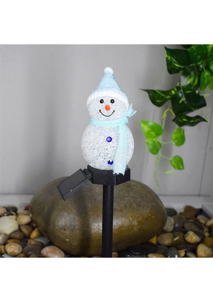 4x Kardan Adam Güneş Işıkları Noel Güneş Enerjili LED Kardan Adam Işık Dekor Açık Bahçe Bahis Lambaları Noel Mavi (Yurt Dışından)