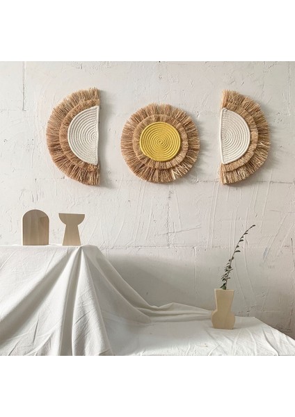 Iskandinav El Dokuma Ay Güneş Asılı Süslemeleri Pamuk Ipliği Dokuma Süs Çocuk Odası Duvar Asılı Ev Dekor A (Yurt Dışından) indirimleri