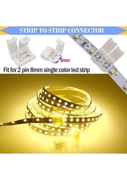 2 Pin LED Konnektör Kiti, Lehimsiz Konnektörler, 8mm 2pin 2835 LED Şerit Için 2 Yollu Dc Jack Splitter (Yurt Dışından)