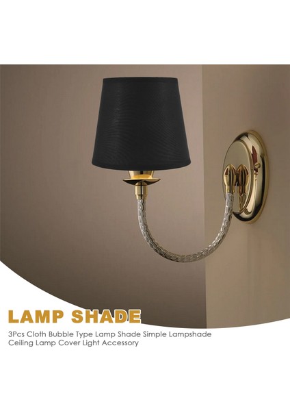 3 Adet Kumaş Kabarcık Tipi Abajur Basit Abajur Tavan Lambası Kapağı Işık Aksesuarı Ev-Siyah (Yurt Dışından) fırsatları