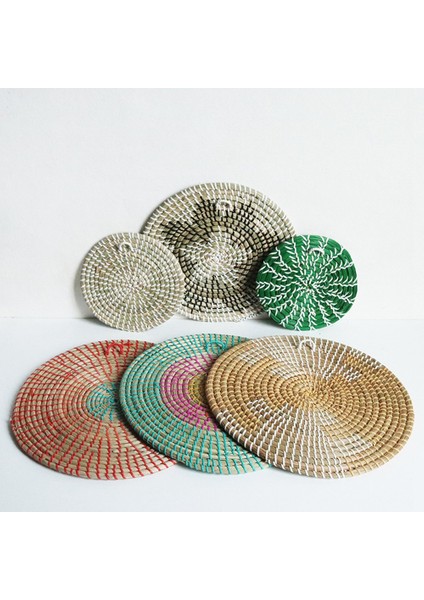 Boho Dokuma Duvar Sepeti Dekor Deniz Çayırı Dekoratif Tepsi Asılı Hasır Kase Rustik Dekor Oturma Odası Yatak Odası Için(A) (Yurt Dışından) modelleri