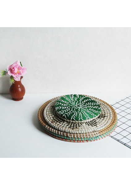 Boho Dokuma Duvar Sepeti Dekor Deniz Çayırı Dekoratif Tepsi Asılı Hasır Kase Rustik Dekor Oturma Odası Yatak Odası Için(A) (Yurt Dışından) indirimleri