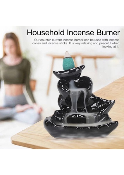 Şelale Tütsü Brülör Seramik Tütsü Tutucu El Yapımı Seramik Geri Akış Tütsü Brülör Dekor-Yapraklar (Yurt Dışından) modelleri