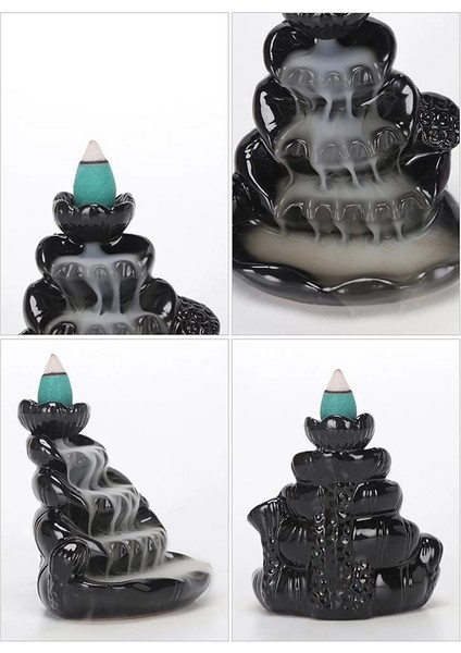 Şelale Tütsü Brülör Seramik Tütsü Tutucu El Yapımı Seramik Geri Akış Tütsü Brülör Dekor-Yapraklar (Yurt Dışından) fırsatları