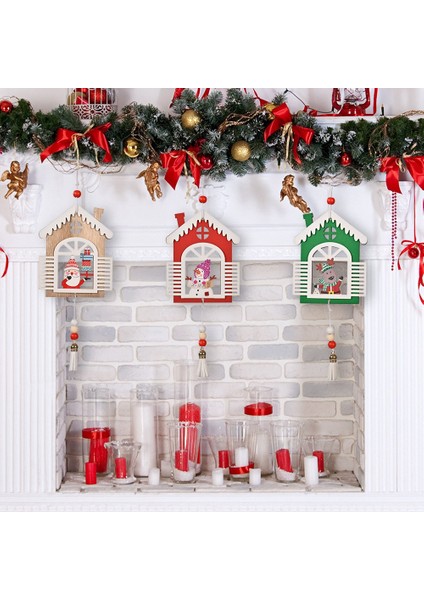 3 Adet Noel Ağacı Veya Oda Dekorasyonu Püskül Ev Ahşap Kolye Dıy Sürpriz Hediye (Yurt Dışından)