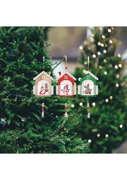 3 Adet Noel Ağacı Veya Oda Dekorasyonu Püskül Ev Ahşap Kolye Dıy Sürpriz Hediye (Yurt Dışından)